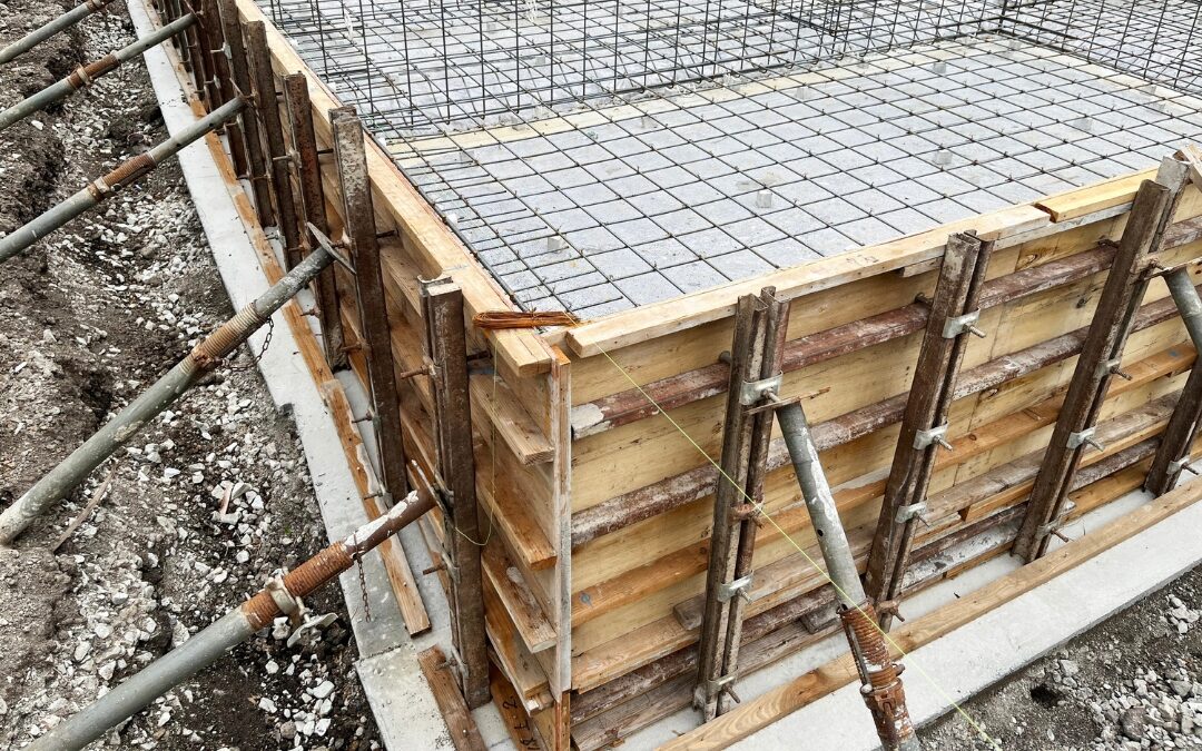 Cimientos de una vivienda en fase de construcción.